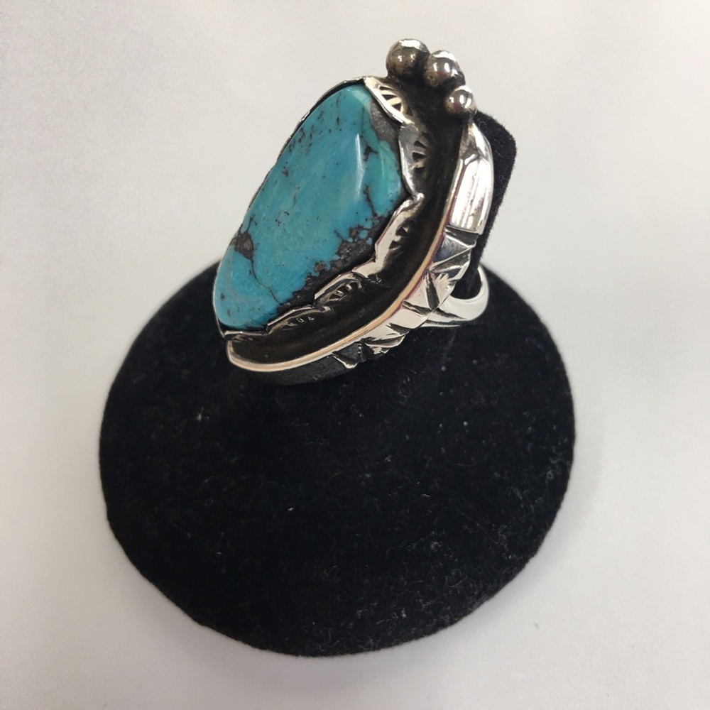 Vintage Turquoise Sterling Silver/925 Ring  Size 6 - Picture 2 of 9
